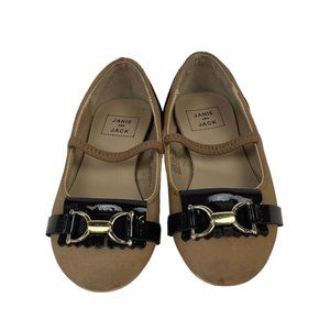 Janie Jack 6 Toddler Horse Bit Tassel Ballet Flat Tan Brown Leather Equestrian